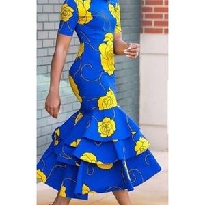 African Print Ankara Midi Mermaid Dress